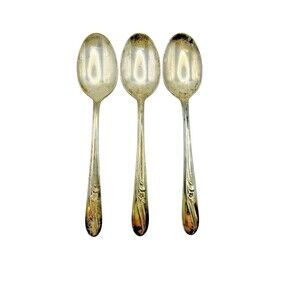 International Silver Vintage Meadow Flower Silverplate Demitasse Spoons 3 pcs